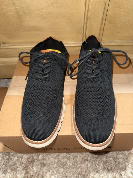 Nine West Black Knit Lace-Up Oxfords with Brown Accents - Picture 9 of 10